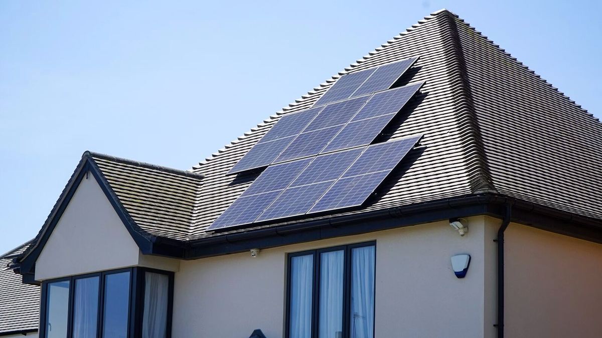Solar panel array installed on a pitched tiled roof